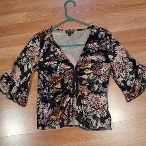 Topshop Floral Velour Top